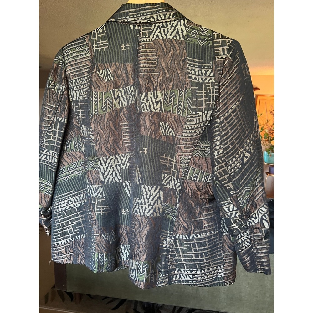 Chico's Metallic Jacquard Patchwork Blazer Brown … - image 6